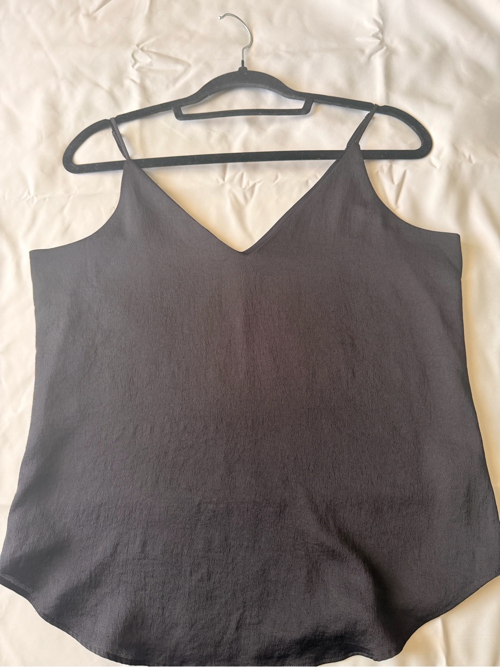 Express Black V-Neck Satin Cami Tank